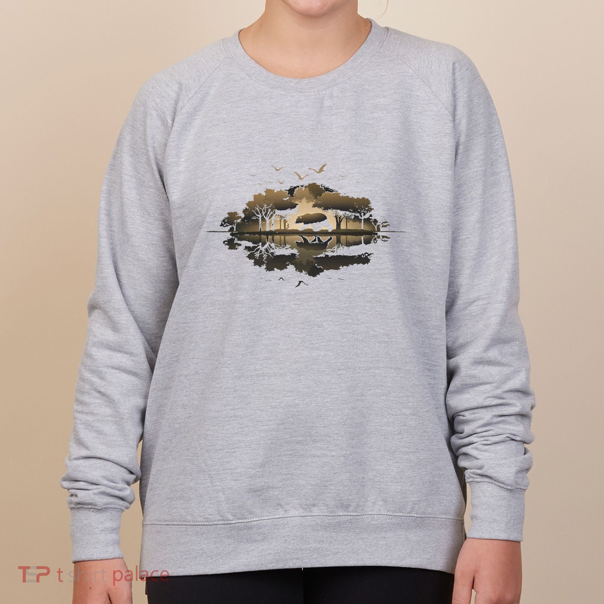 Bear Wildlife Trees Outdoors Nature Retro Forest Graphic Women's Sweatshirt