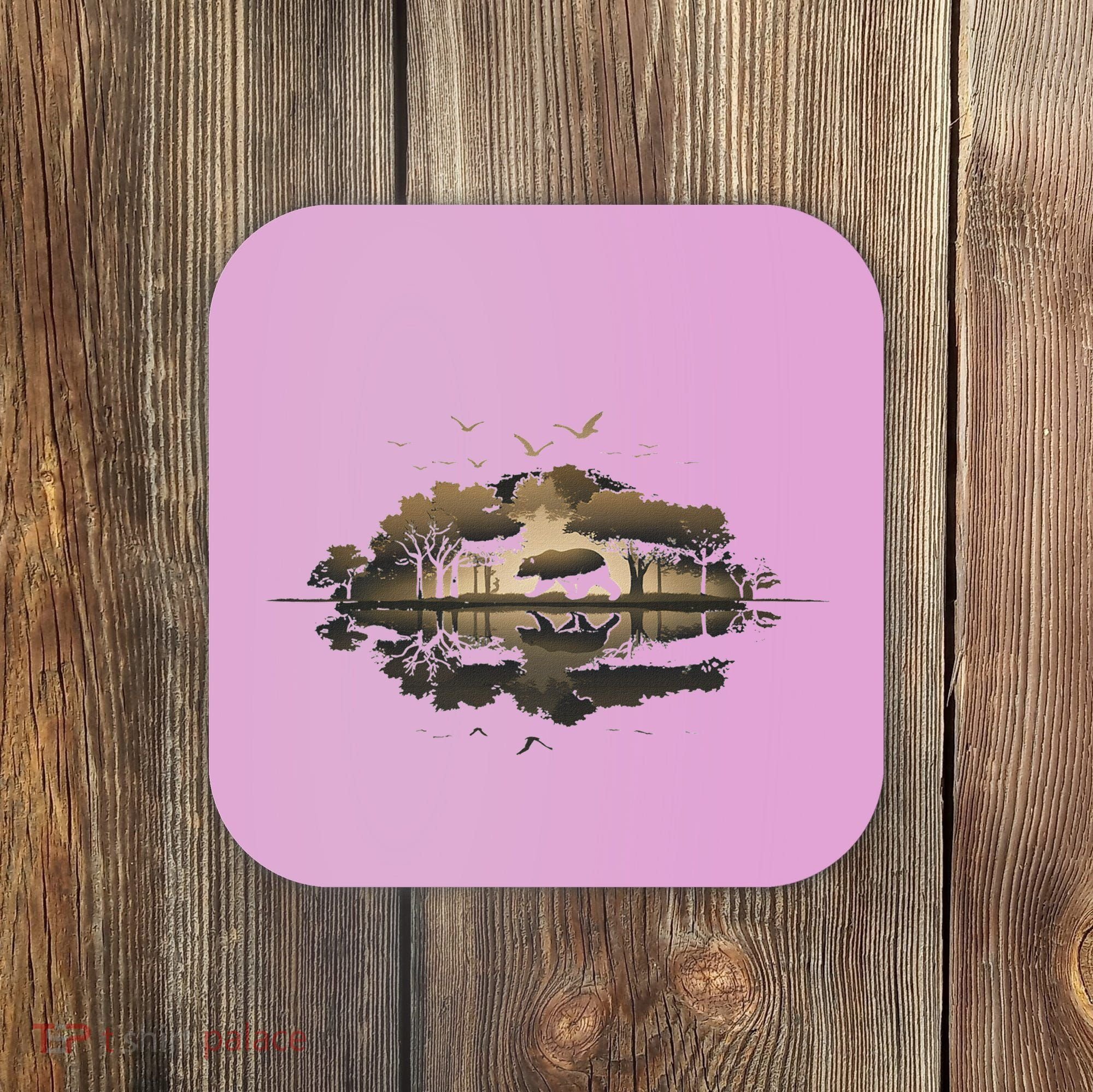 Bear Wildlife Trees Outdoors Nature Retro Forest Graphic Coaster