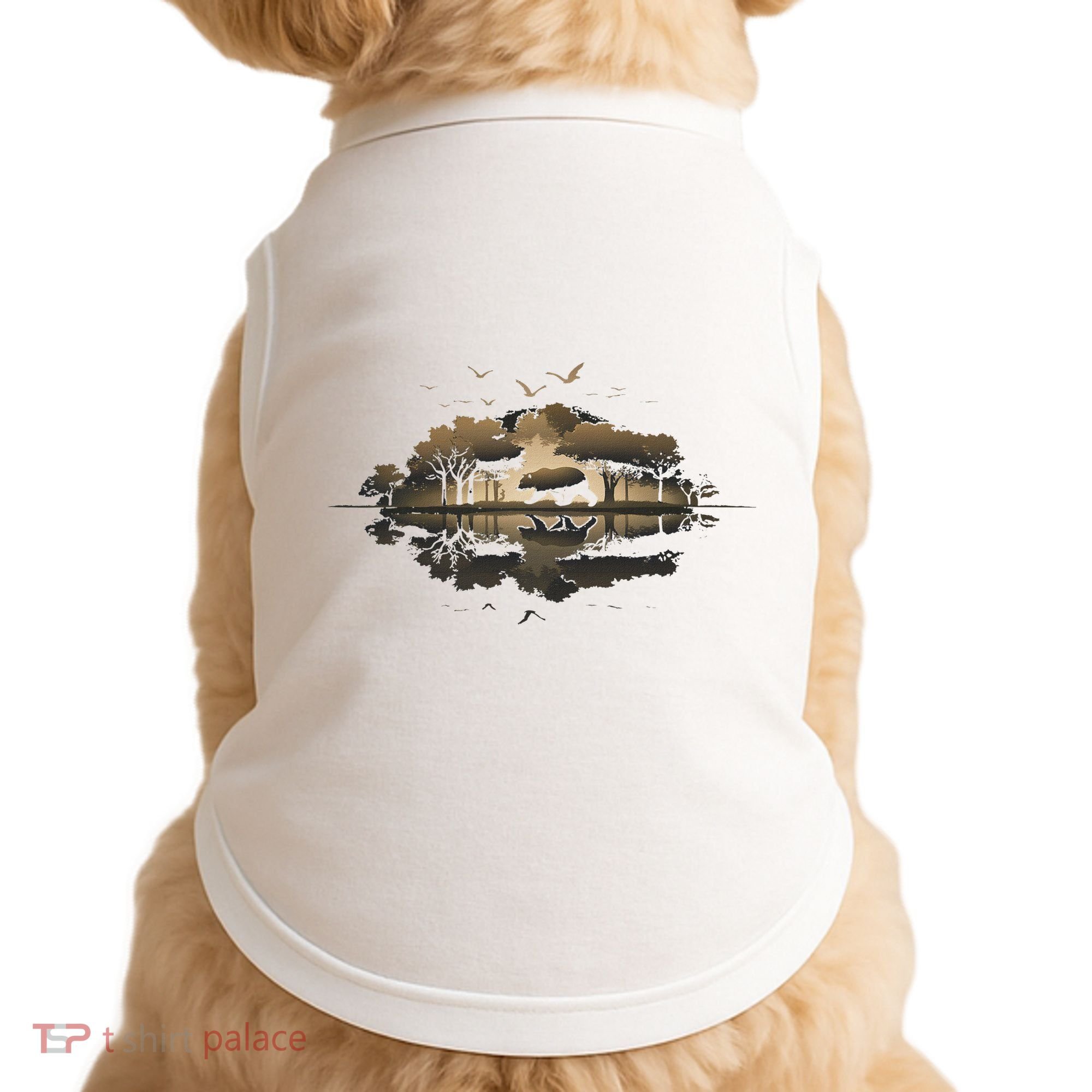 Bear Wildlife Trees Outdoors Nature Retro Forest Graphic Doggie Tank
