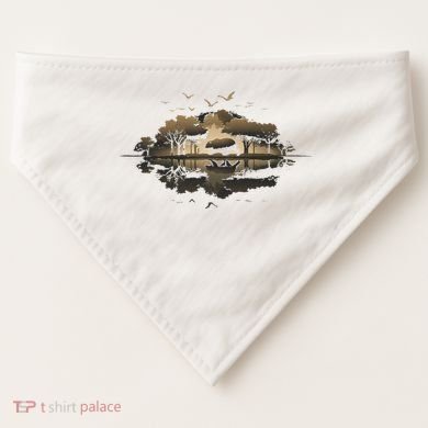 Bear Wildlife Trees Outdoors Nature Retro Forest Graphic USA-Made Doggie Bandana