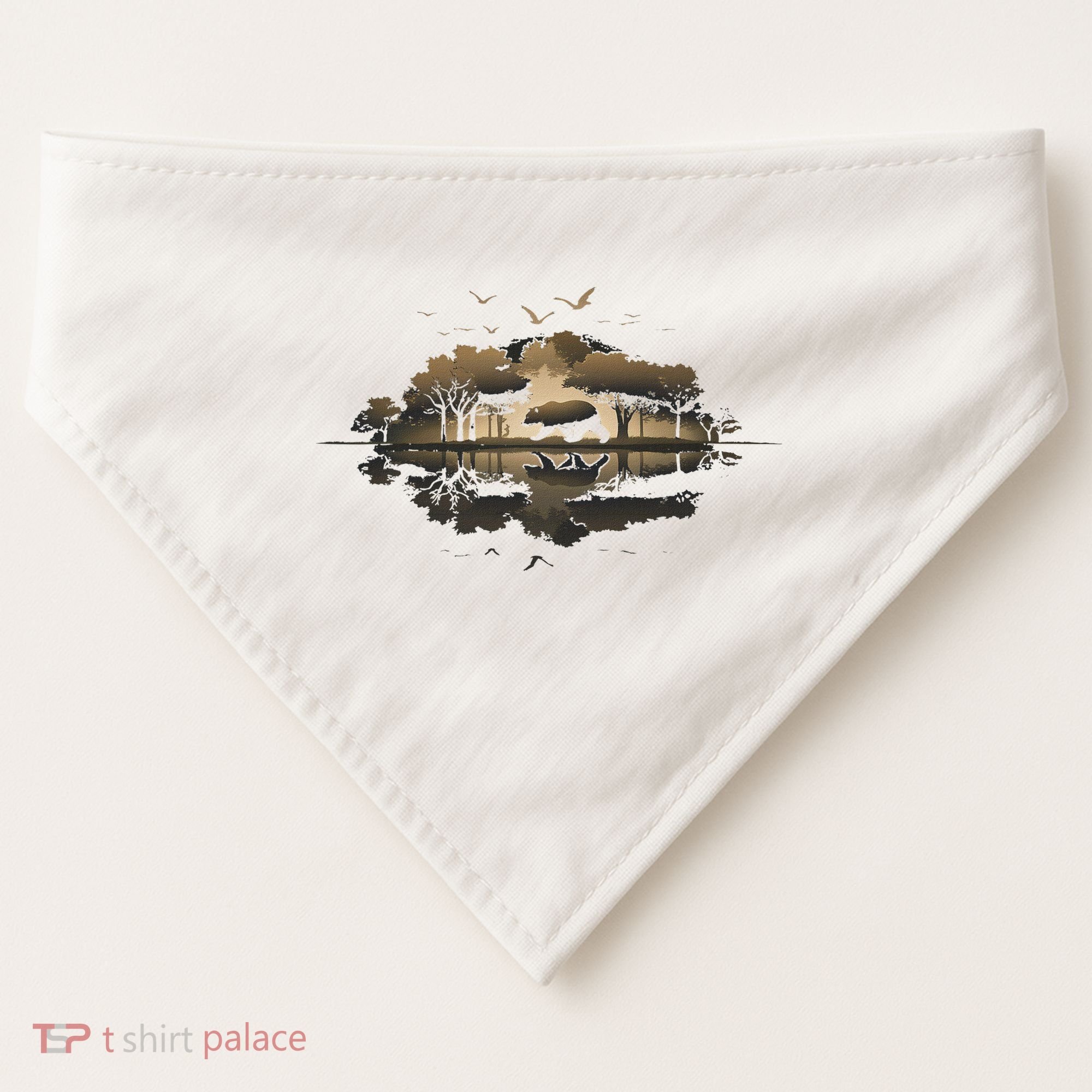 Bear Wildlife Trees Outdoors Nature Retro Forest Graphic USA-Made Doggie Bandana