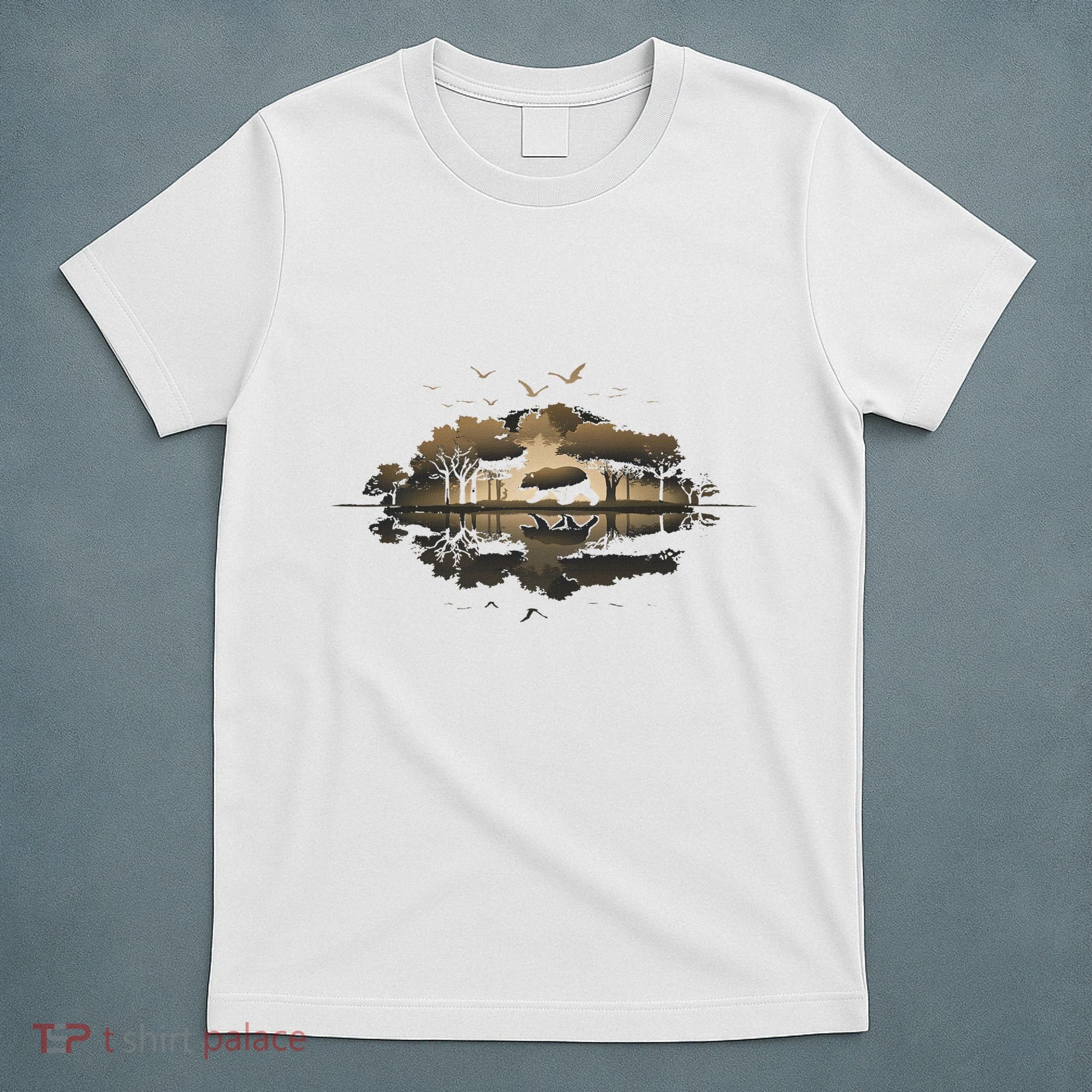 Bear Wildlife Trees Outdoors Nature Retro Forest Graphic T-Shirt