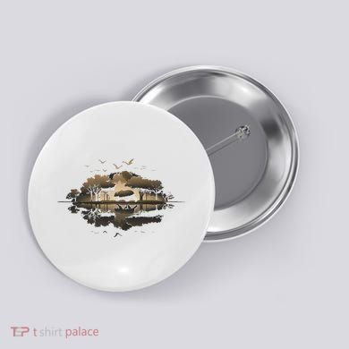 Bear Wildlife Trees Outdoors Nature Retro Forest Graphic Button