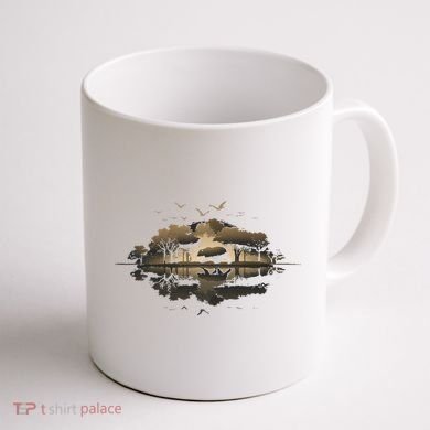Bear Wildlife Trees Outdoors Nature Retro Forest Graphic Coffee Mug back
