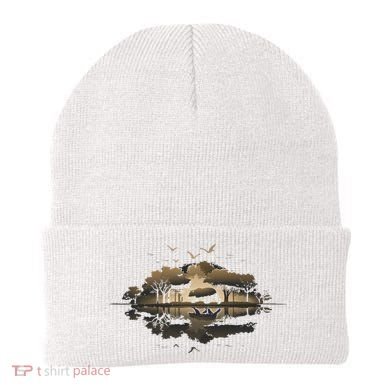 Bear Wildlife Trees Outdoors Nature Retro Forest Graphic Beanie