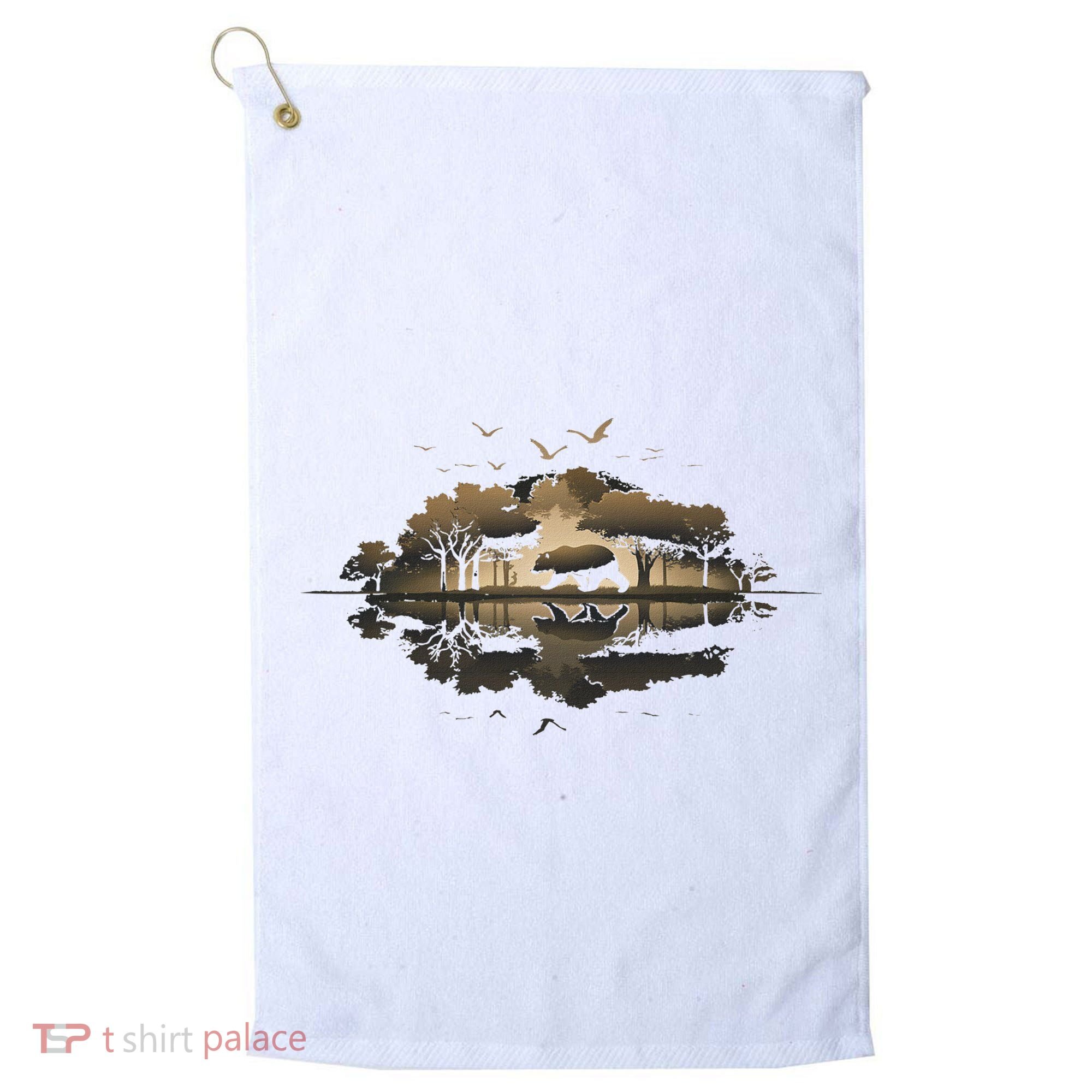 Bear Wildlife Trees Outdoors Nature Retro Forest Graphic Golf Towel