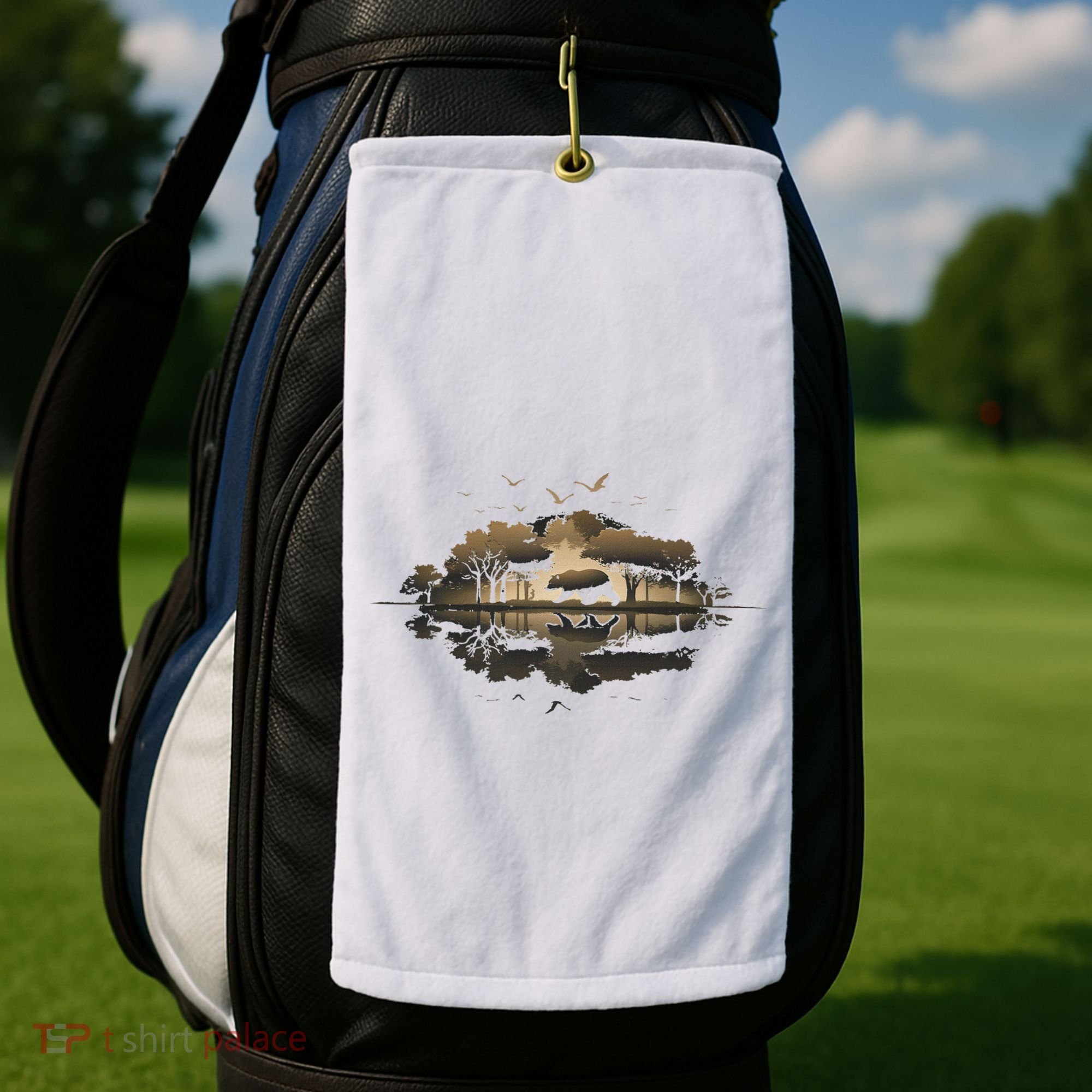 Bear Wildlife Trees Outdoors Nature Retro Forest Graphic Golf Towel