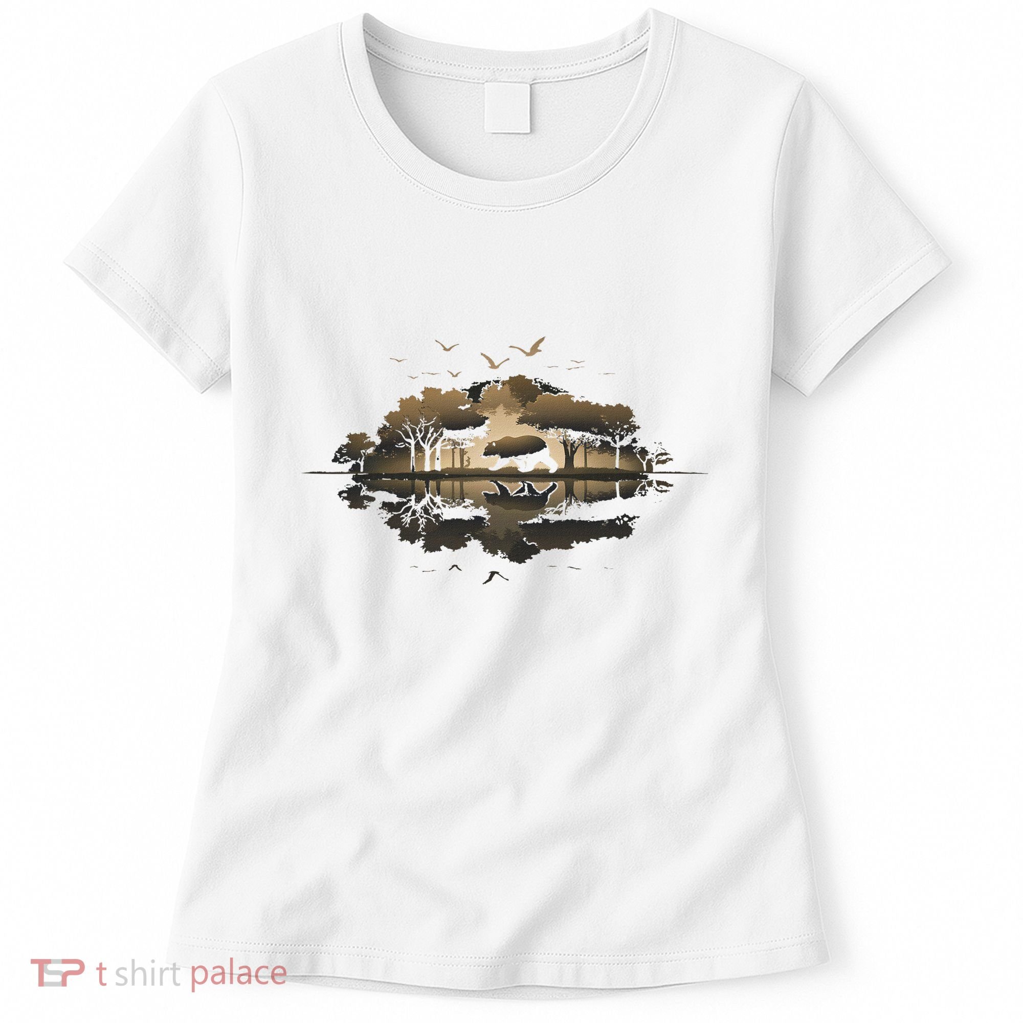 Bear Wildlife Trees Outdoors Nature Retro Forest Graphic Women's T-Shirt