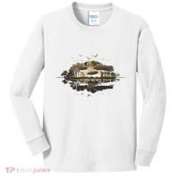Bear Wildlife Trees Outdoors Nature Retro Forest Graphic Kids Long Sleeve Shirt thumb 0