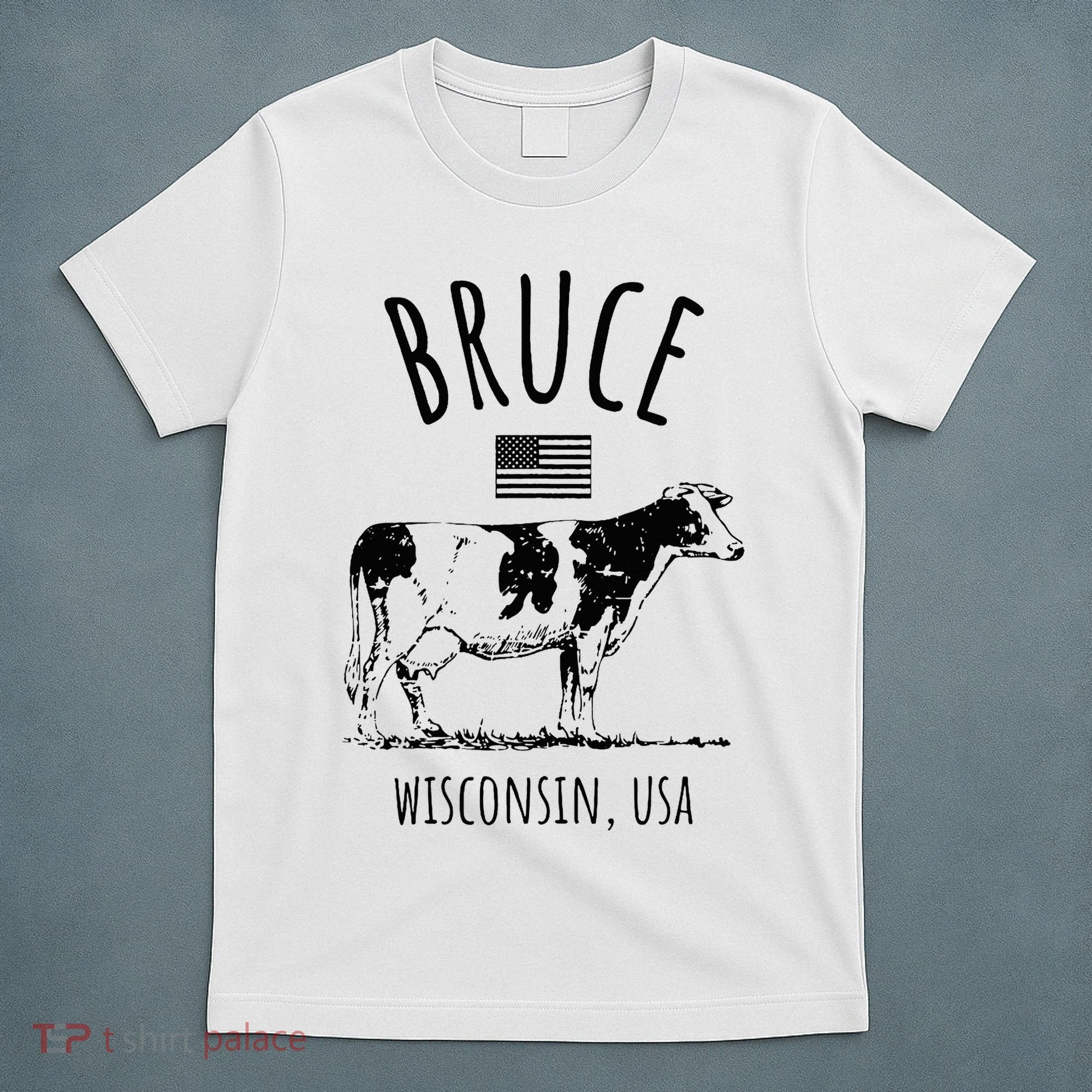 Bruce Wisconsin Usa Retro Cow Vintage T-Shirt