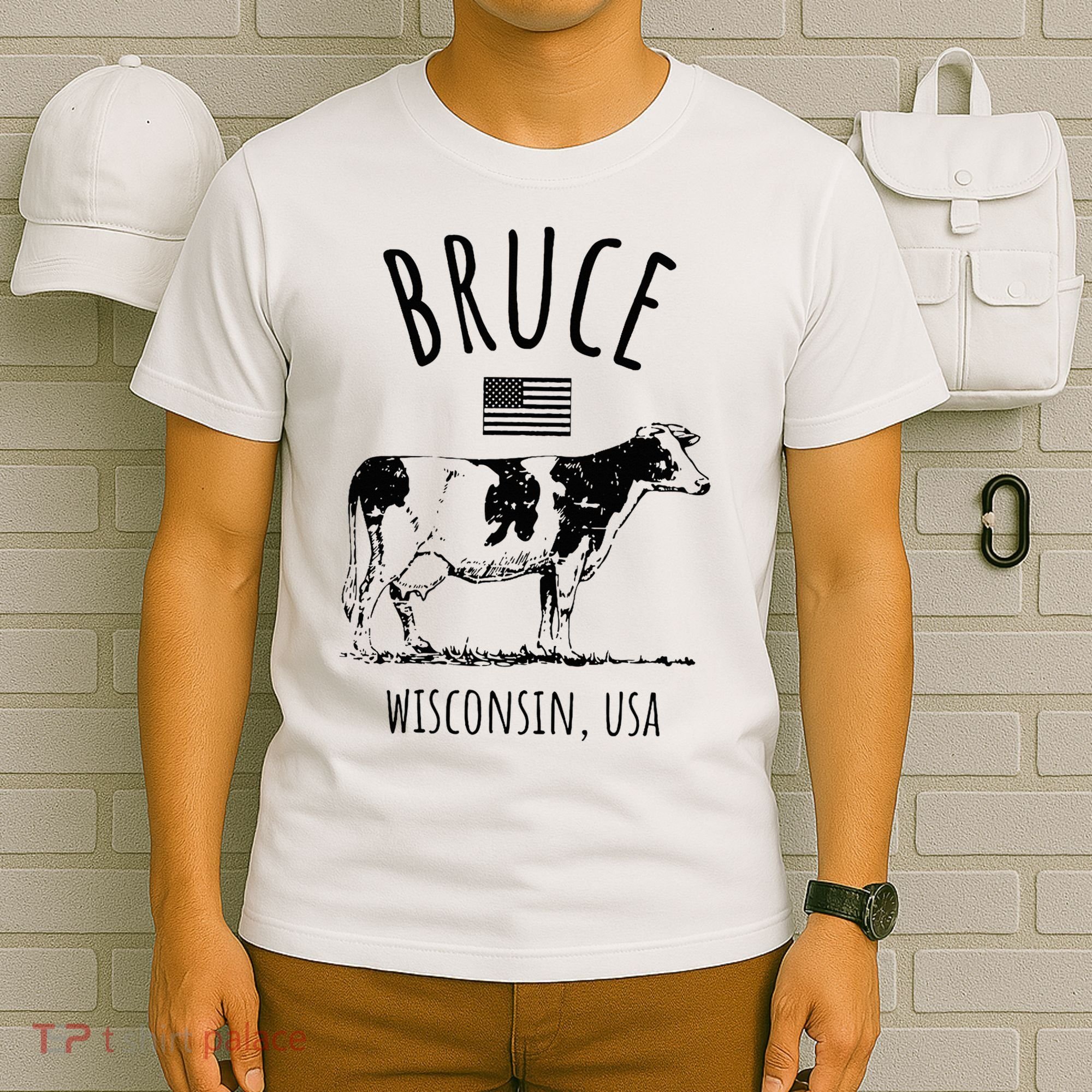 Bruce Wisconsin Usa Retro Cow Vintage T-Shirt