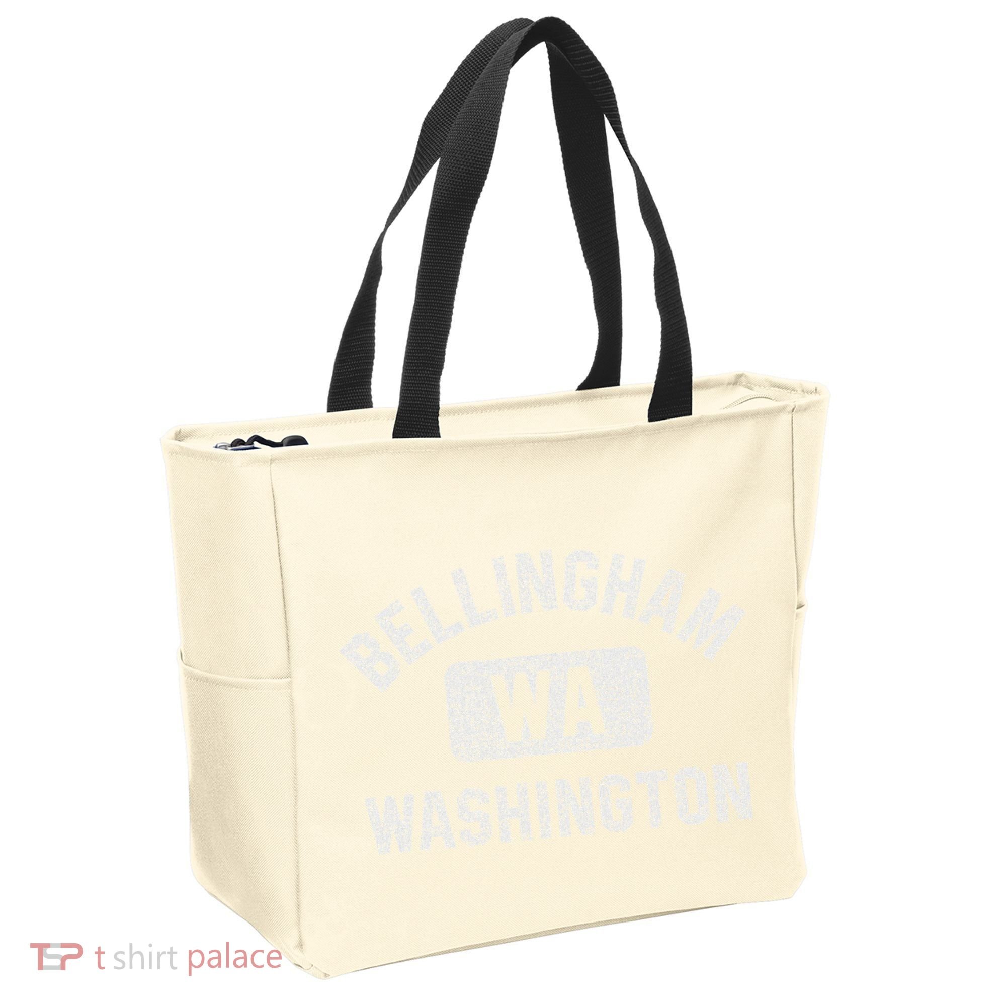 Bellingham Wa Washington Gym Style Distressed White Print Tote Bag