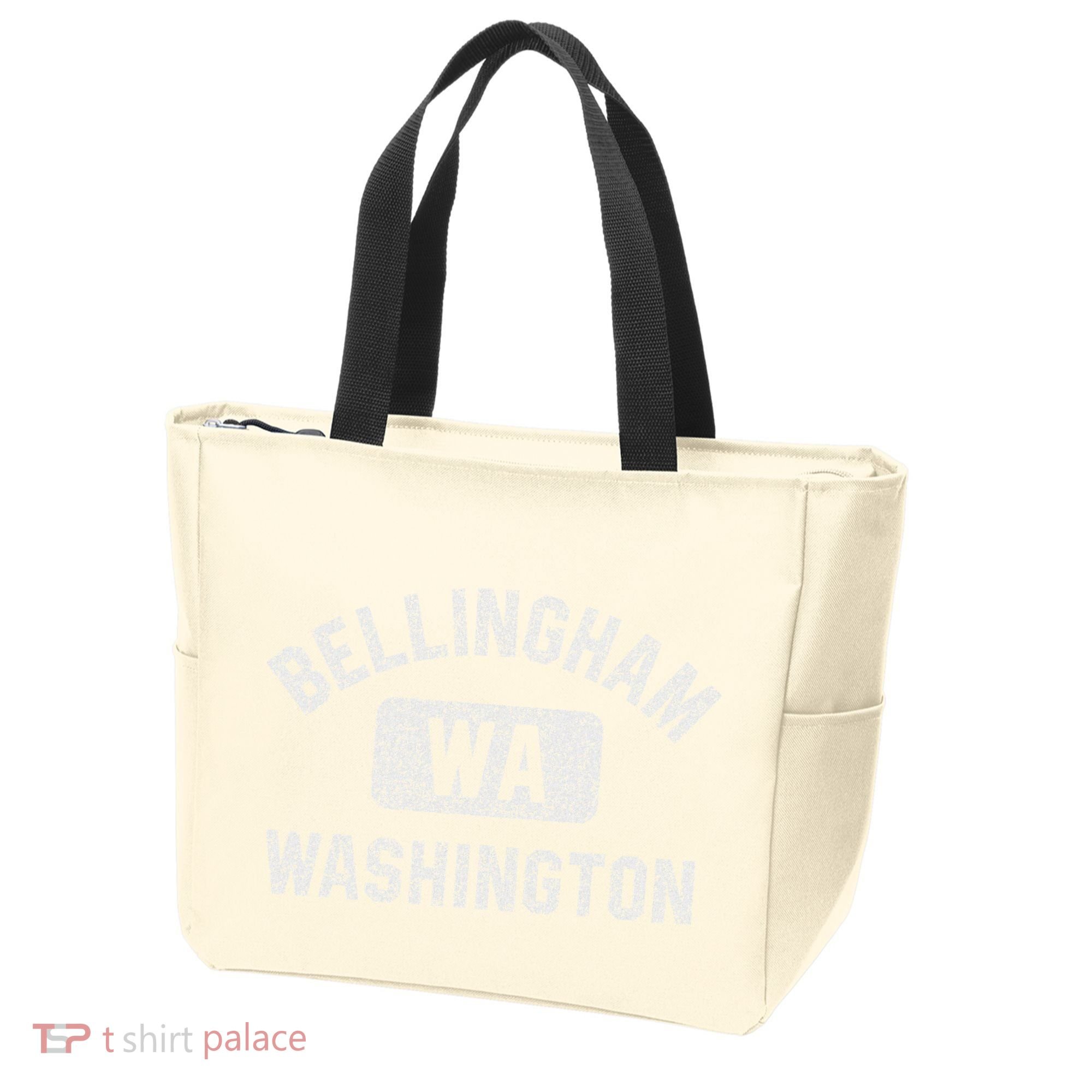 Bellingham Wa Washington Gym Style Distressed White Print Tote Bag