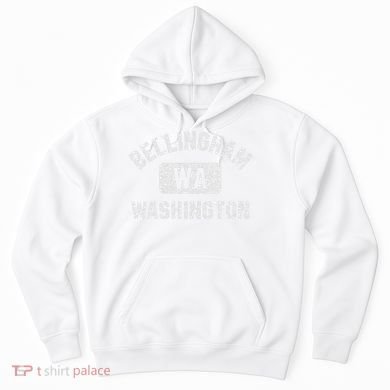 Bellingham Wa Washington Gym Style Distressed White Print Hoodie