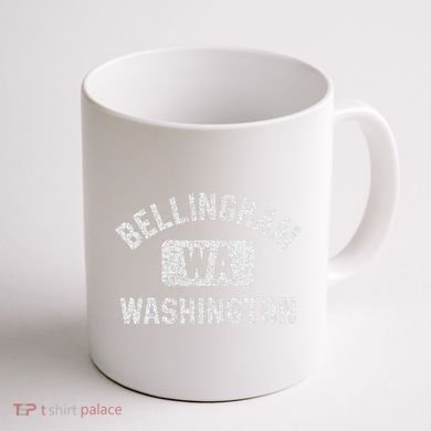 Bellingham Wa Washington Gym Style Distressed White Print Coffee Mug back