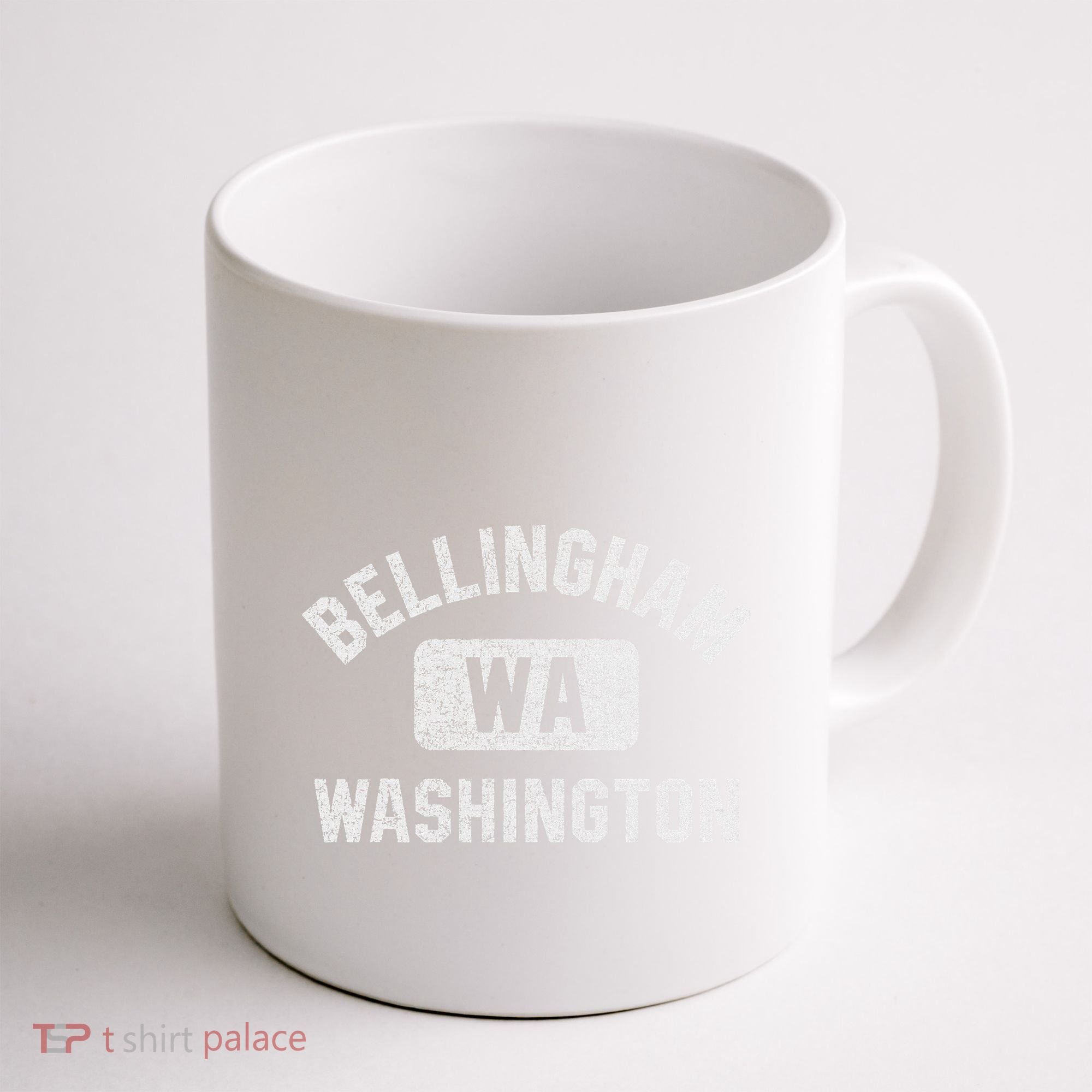 Bellingham Wa Washington Gym Style Distressed White Print Coffee Mug