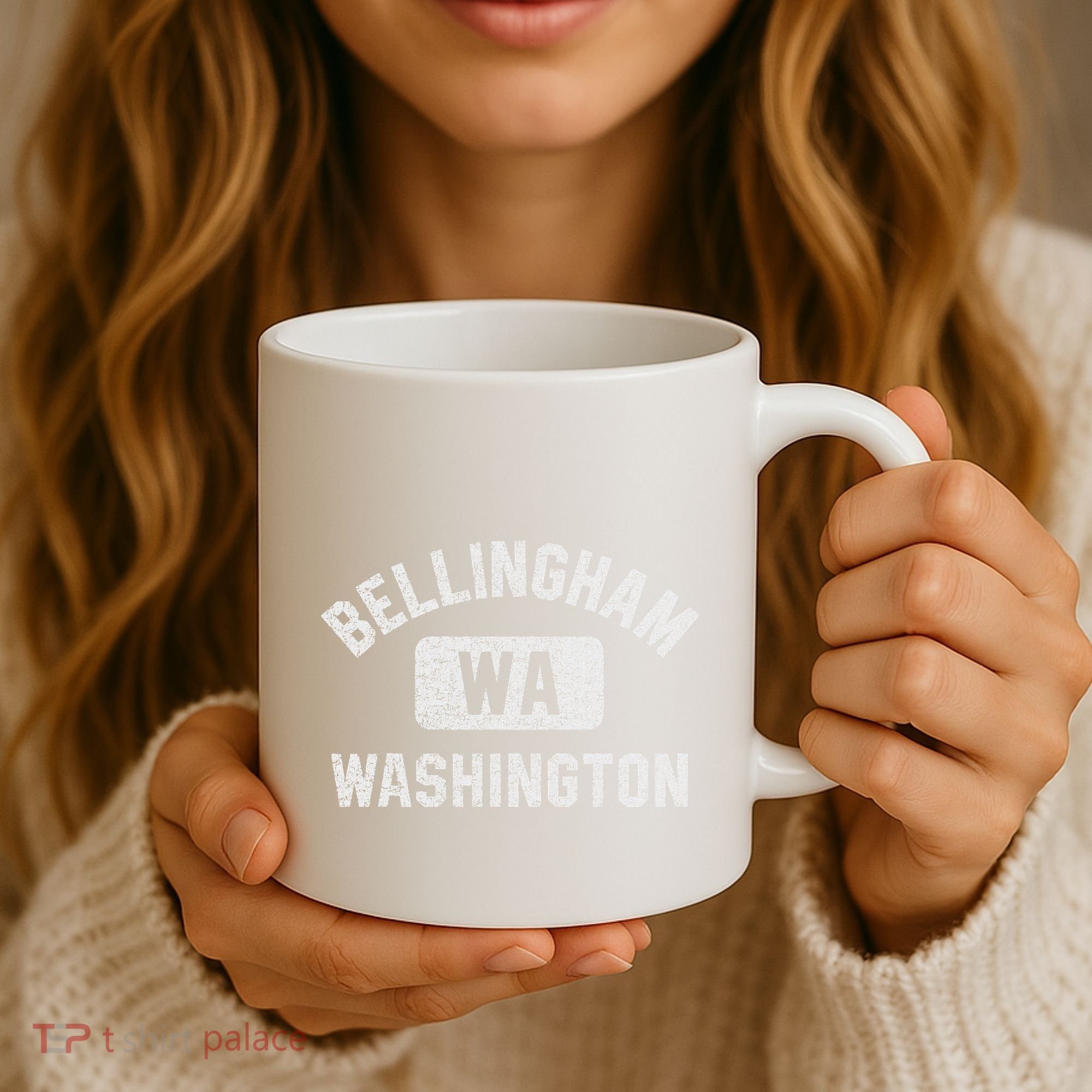 Bellingham Wa Washington Gym Style Distressed White Print Coffee Mug