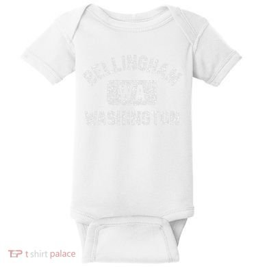 Bellingham Wa Washington Gym Style Distressed White Print Baby Bodysuit