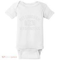 Bellingham Wa Washington Gym Style Distressed White Print Baby Bodysuit thumb 0