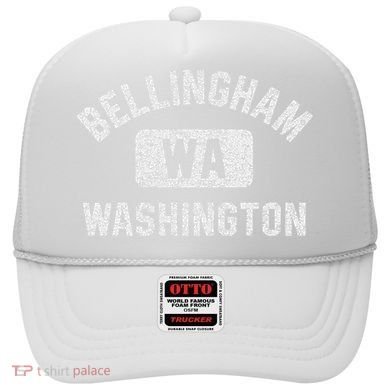 Bellingham Wa Washington Gym Style Distressed White Print Hat