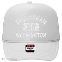 Bellingham Wa Washington Gym Style Distressed White Print Hat thumb 0