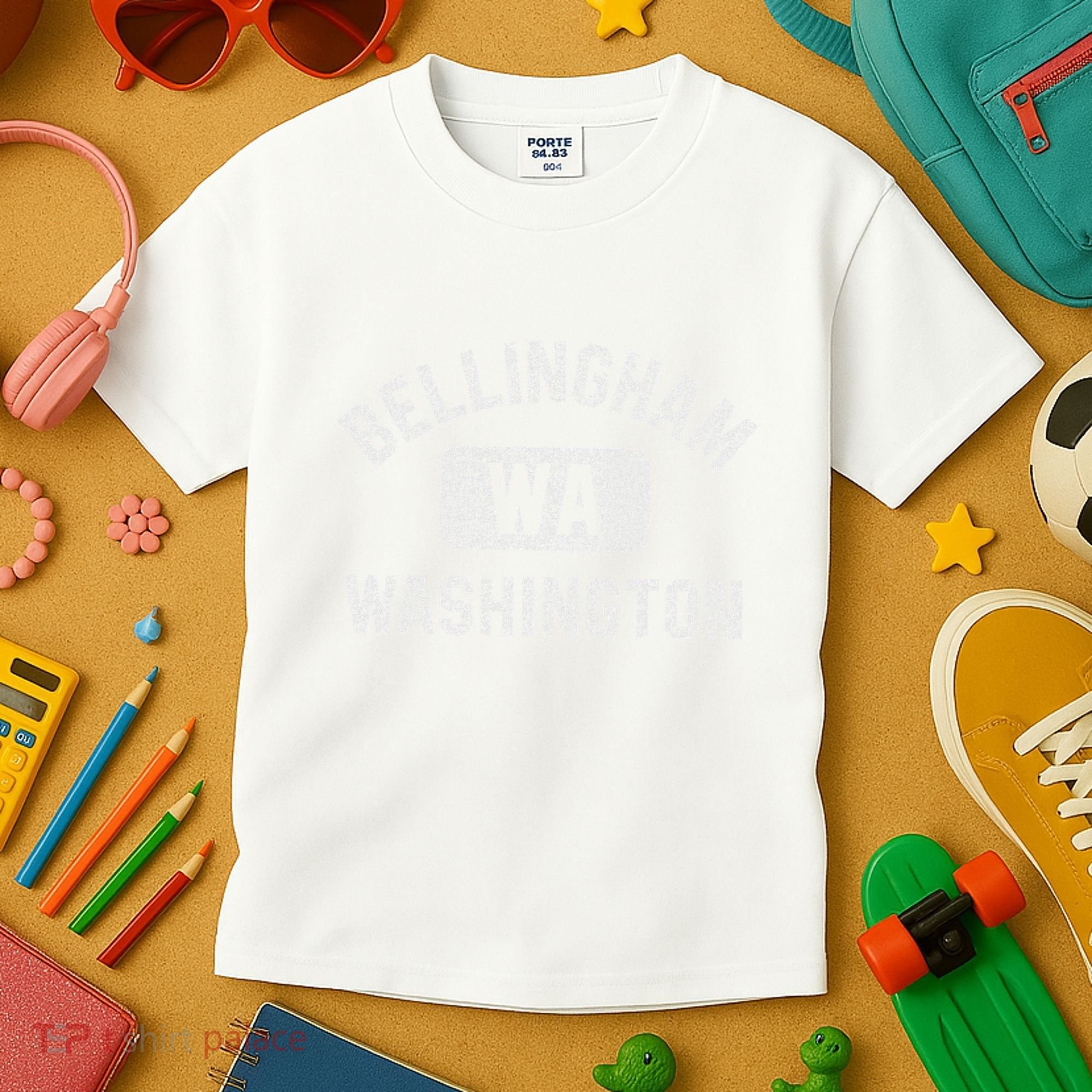 Bellingham Wa Washington Gym Style Distressed White Print Kids T-Shirt