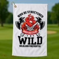 Be Wild Wildland Firefighter Axe And Mask Funny Gift Golf Towel thumb 1