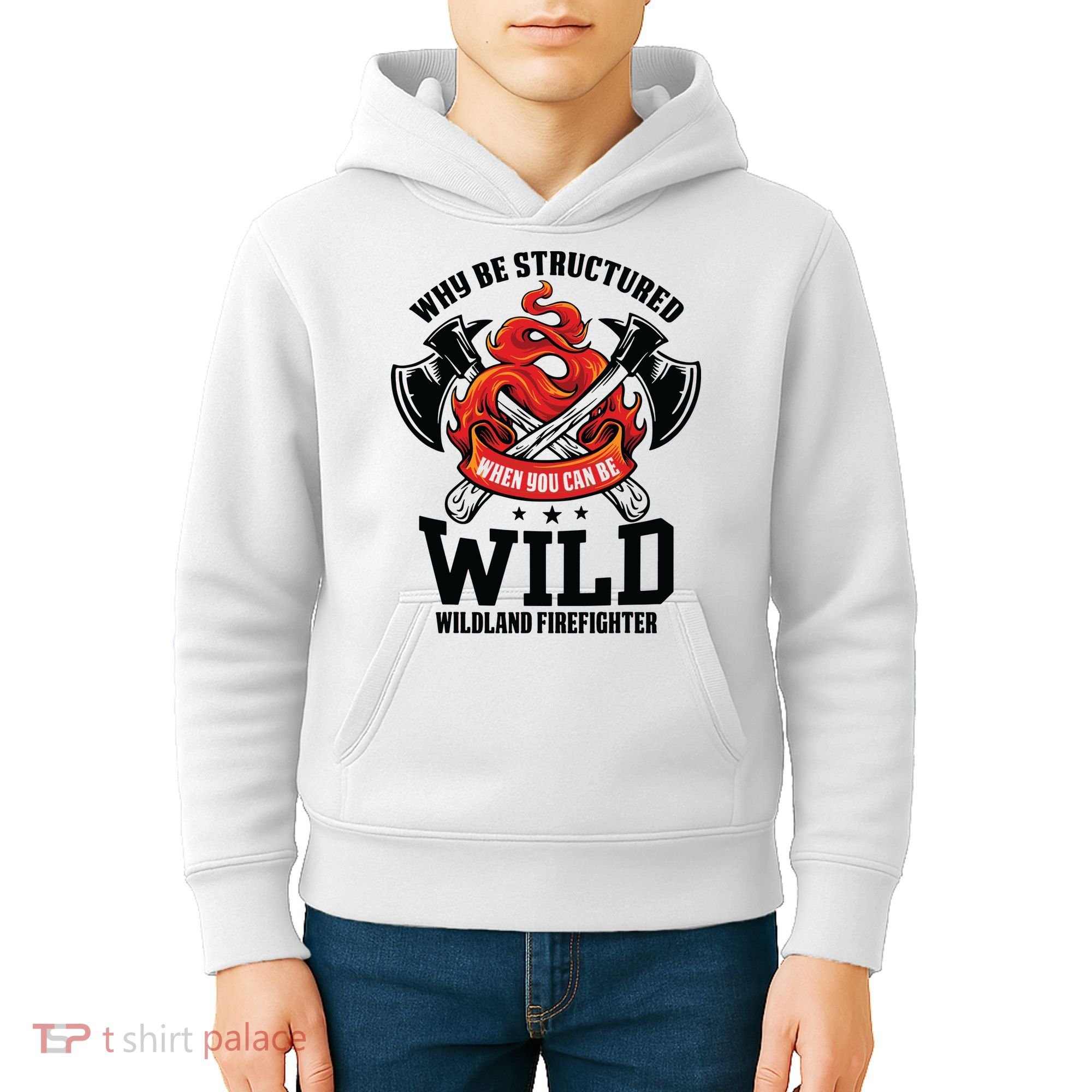 Be Wild Wildland Firefighter Axe And Mask Funny Gift Kids Hoodie