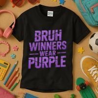 Bruh Winners Wear Purple Kids T-Shirt thumb 3