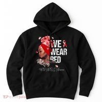 Black Women We Wear Red Hiv Aids Awareness Hoodie thumb 0