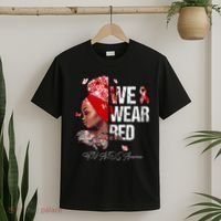 Black Women We Wear Red Hiv Aids Awareness T-Shirt thumb 2