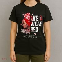 Black Women We Wear Red Hiv Aids Awareness T-Shirt thumb 4
