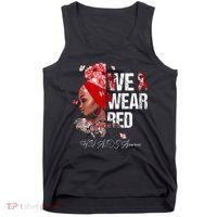 Black Women We Wear Red Hiv Aids Awareness Tank Top thumb 0