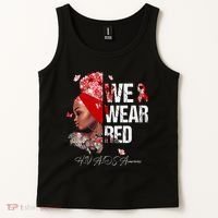 Black Women We Wear Red Hiv Aids Awareness Tank Top thumb 2