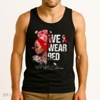 Black Women We Wear Red Hiv Aids Awareness Tank Top thumb 3