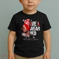 Black Women We Wear Red Hiv Aids Awareness Toddler T-Shirt thumb 2