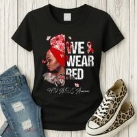 Black Women We Wear Red Hiv Aids Awareness Women's T-Shirt thumb 3