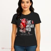 Black Women We Wear Red Hiv Aids Awareness Women's T-Shirt thumb 4