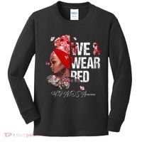 Black Women We Wear Red Hiv Aids Awareness Kids Long Sleeve Shirt thumb 0