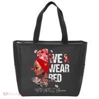 Black Women We Wear Red Hiv Aids Awareness Tote Bag thumb 0
