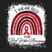 Bleached We Wear Red For Red Ribbon Week Awareness Rainbow Women's Sweatshirt thumb 2