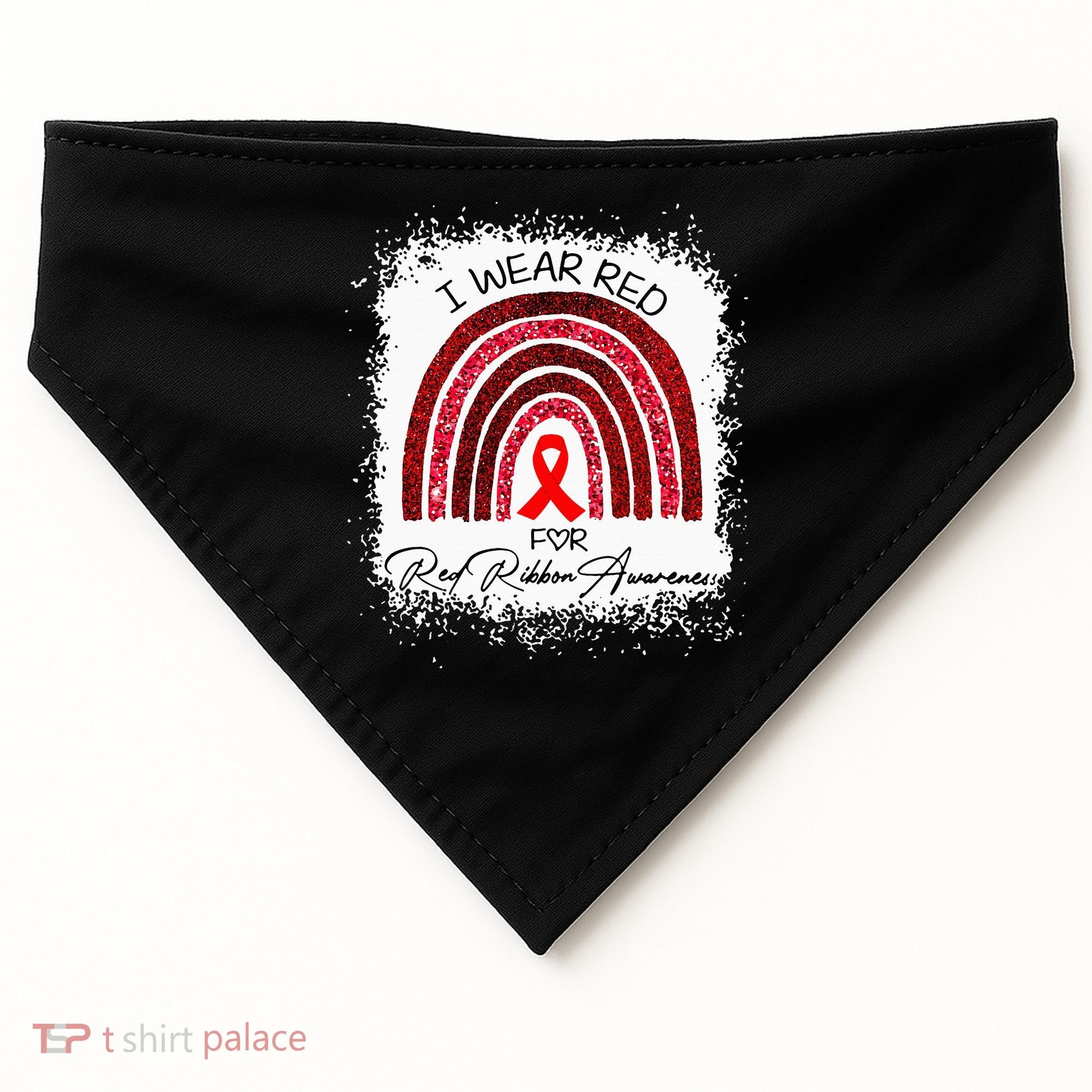 Bleached We Wear Red For Red Ribbon Week Awareness Rainbow USA-Made Doggie Bandana