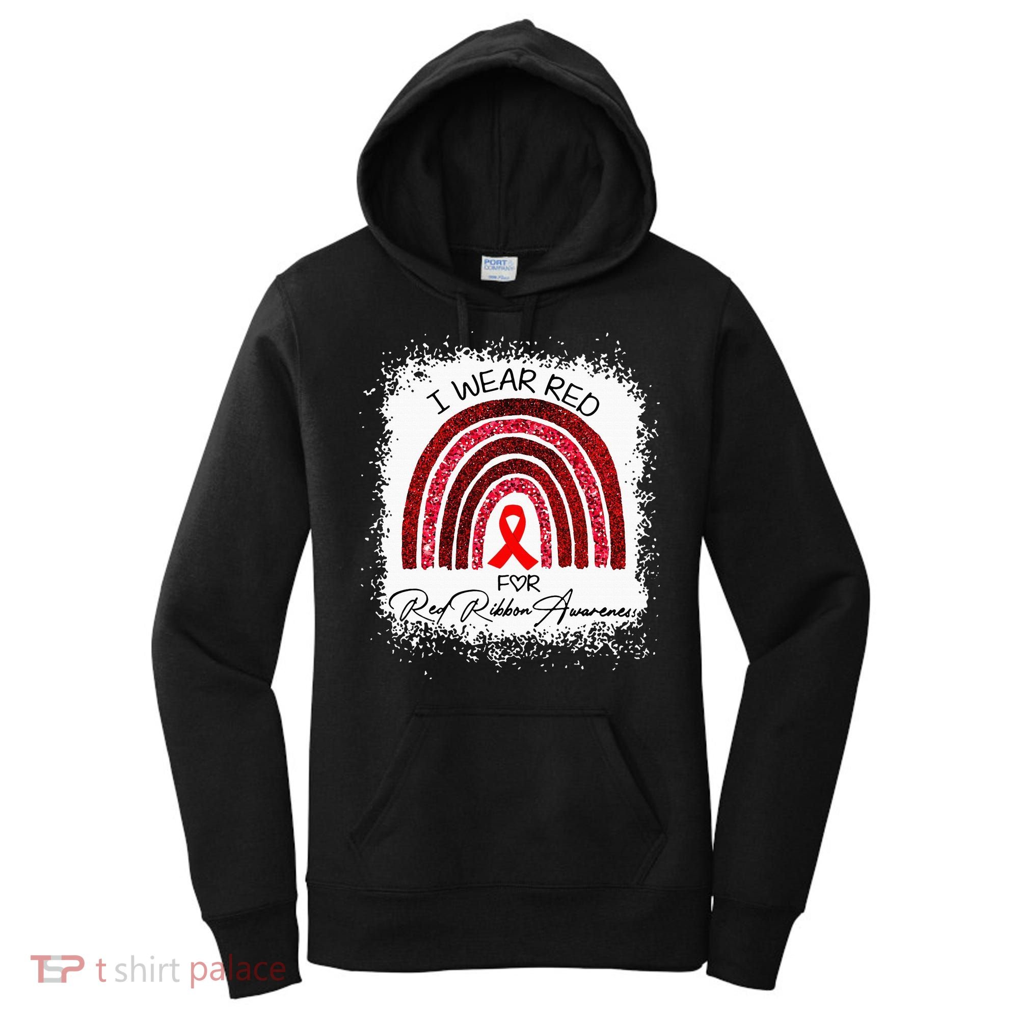 Bleached We Wear Red For Red Ribbon Week Awareness Rainbow Women's Hoodie