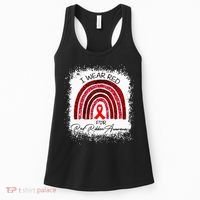 Bleached We Wear Red For Red Ribbon Week Awareness Rainbow Women's Tank Top thumb 0