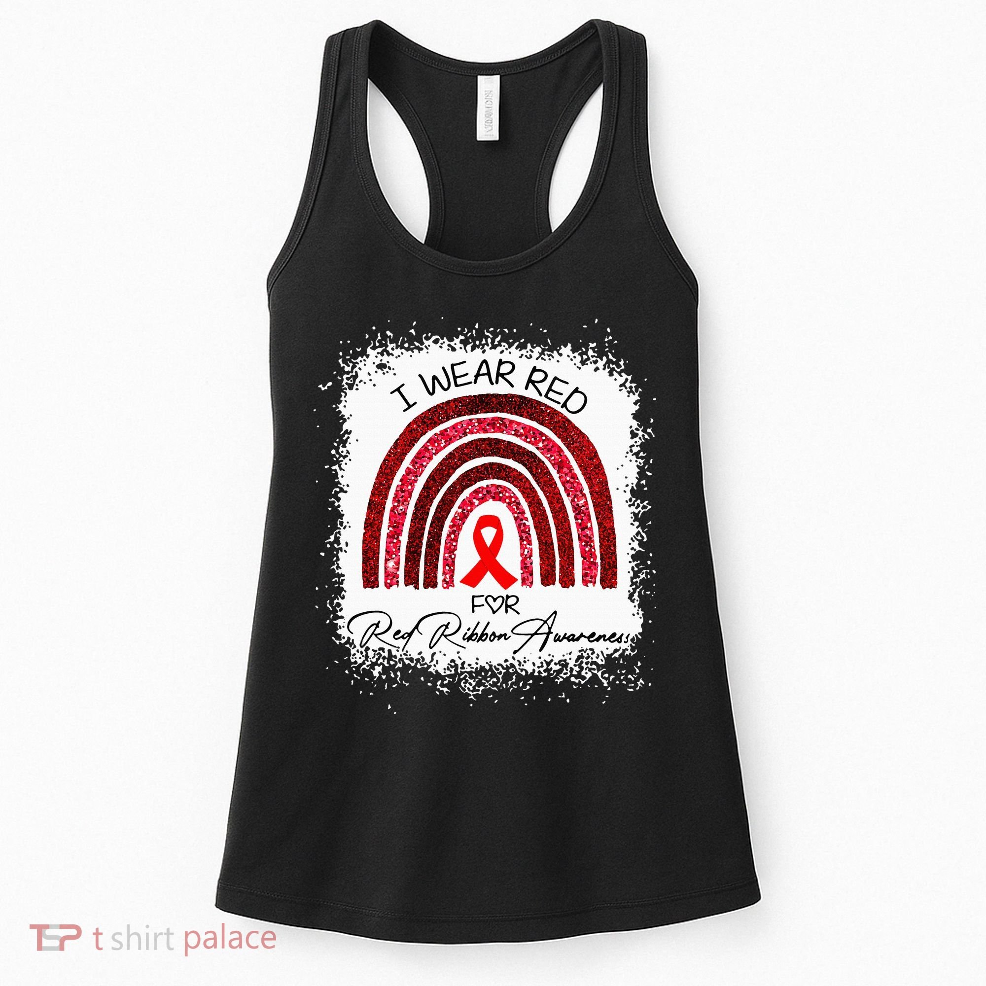 Bleached We Wear Red For Red Ribbon Week Awareness Rainbow Women's Tank Top
