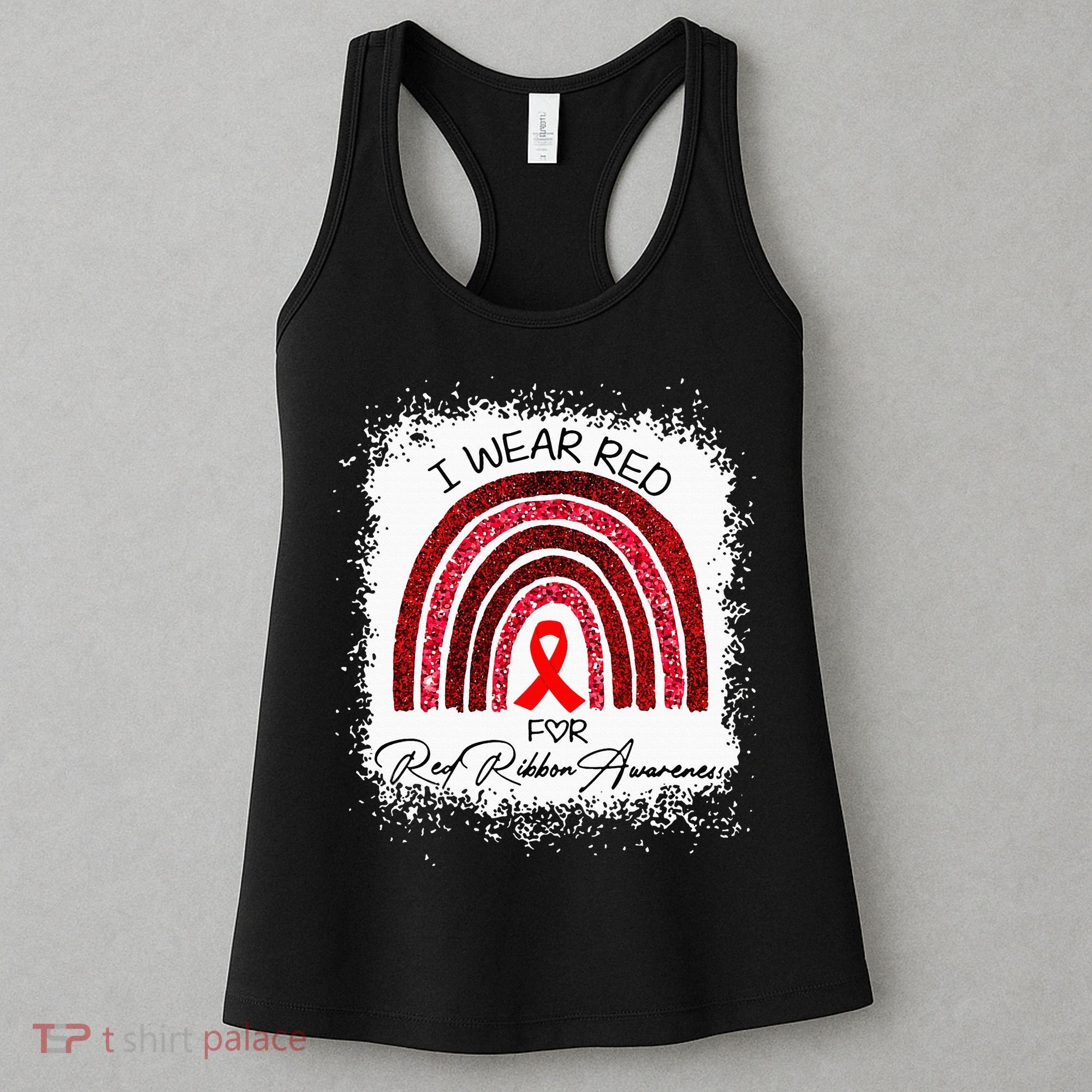 Bleached We Wear Red For Red Ribbon Week Awareness Rainbow Women's Tank Top