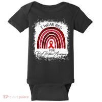 Bleached We Wear Red For Red Ribbon Week Awareness Rainbow Baby Bodysuit thumb 0