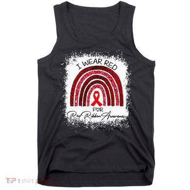 Bleached We Wear Red For Red Ribbon Week Awareness Rainbow Tank Top