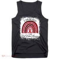 Bleached We Wear Red For Red Ribbon Week Awareness Rainbow Tank Top thumb 0