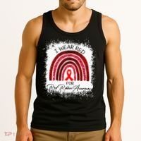 Bleached We Wear Red For Red Ribbon Week Awareness Rainbow Tank Top thumb 3
